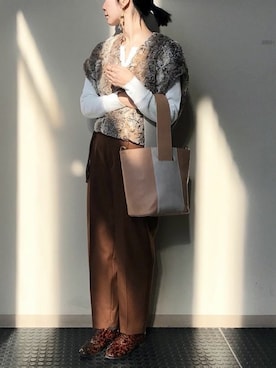 「ウエストゴム」｜nano・universe lady's webeditorさん（レディース・158cm）の冬コーディネート