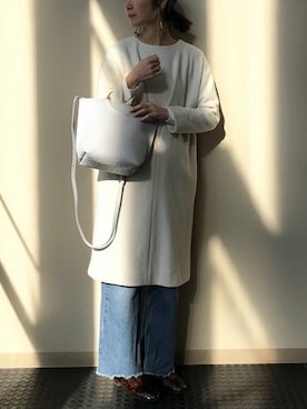 「フリンジデニム」｜「アイテム（ワンピース/ドレス）」を使った、nano・universe lady's webeditorさん（レディース・158cm）の冬コーディネート