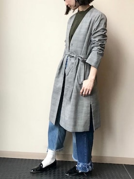 「フリンジデニム」｜「アイテム（その他アウター）」を使った、nano・universe lady's webeditorさん（レディース・158cm）の冬コーディネート