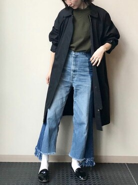 「フリンジデニム」｜「アイテム（その他アウター）」を使った、nano・universe lady's webeditorさん（レディース・158cm）の冬コーディネート