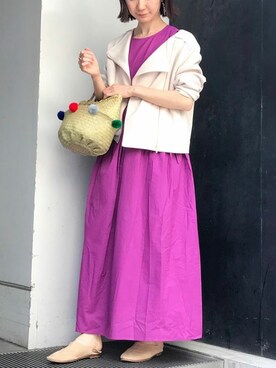 「NANO universe（ナノユニバース）のアイテム（ライダースジャケット）」を使った、nano・universe lady's webeditorさん（レディース・158cm）の春コーディネート