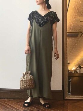 「セットアイテム」｜「アイテム（オールインワン・サロペット）」を使った、nano・universe lady's webeditorさん（レディース・158cm）の春コーディネート