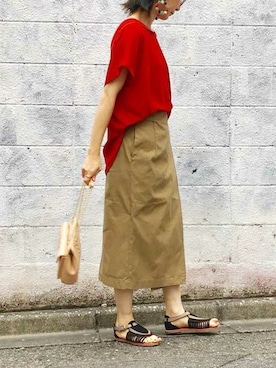 「HASHIBAMI（ハシバミ）のアイテム（バッグ）」を使った、nano・universe lady's webeditorさん（レディース・158cm）の夏コーディネート