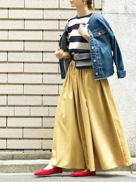 「NANO universe（ナノユニバース）のアイテム（デニムジャケット）」を使った、nano・universe lady's webeditorさん（レディース・158cm）の夏コーディネート