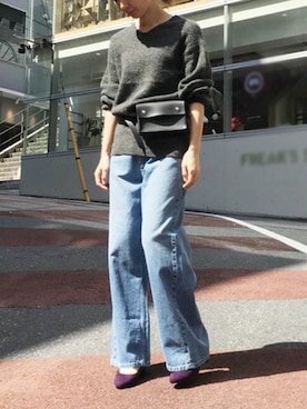 「アイテム（シューズ、パープル系）」を使った、nano・universe lady's webeditorさん（レディース・158cm）の秋コーディネート