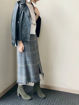 「NANO universe（ナノユニバース）のアイテム（ライダースジャケット）」を使った、nano・universe lady's webeditorさん（レディース・158cm）の秋コーディネート
