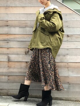 「ゆるニット」｜「アイテム（マウンテンパーカー）」を使った、nano・universe lady's webeditorさん（レディース・158cm）の秋コーディネート