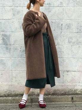 「ワインレッド」｜「アイテム（その他アウター）」を使った、nano・universe lady's webeditorさん（レディース・158cm）の冬コーディネート