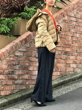「フードコート」｜「アイテム（ダウンジャケット/コート）」を使った、nano・universe lady's webeditorさん（レディース・158cm）の冬コーディネート
