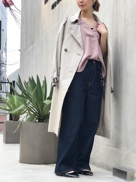 「NANO universe（ナノユニバース）のアイテム（トレンチコート）」を使った、nano・universe lady's webeditorさん（レディース・158cm）の春コーディネート