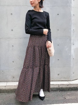 「ティアードスカート」｜nano・universe lady's webeditorさん（レディース・158cm）の秋コーディネート