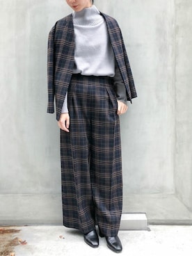 「NANO universe（ナノユニバース）のアイテム（ノーカラージャケット）」を使った、nano・universe lady's webeditorさん（レディース・158cm）の秋コーディネート