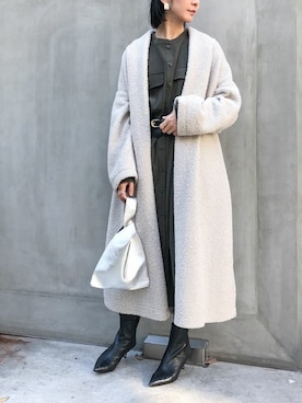 「アイテム（ワンピース/ドレス、グリーン系）」を使った、nano・universe lady's webeditorさん（レディース・158cm）の冬コーディネート