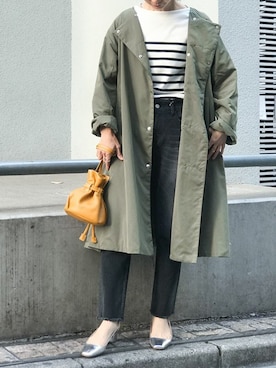 「アイテム（その他アウター、グリーン系）」を使った、nano・universe lady's webeditorさん（レディース・158cm）の冬コーディネート