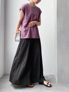 「アイテム（ワンピース/ドレス、パープル系）」を使った、nano・universe lady's webeditorさん（レディース・158cm）の春コーディネート