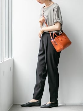 「アイテム（トートバッグ、オレンジ系）」を使った、nano・universe lady's webeditorさん（レディース・158cm）の夏コーディネート