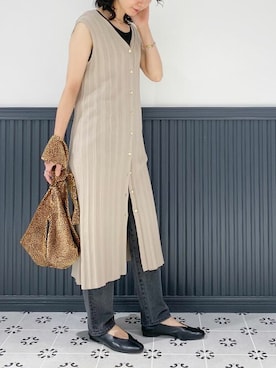 「NANO universe（ナノユニバース）のWEB限定/ラウンドヘムタンク（タンクトップ）」を使った、nano・universe lady's webeditorさん（レディース・158cm）の夏コーディネート