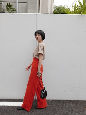 「CLANE（クラネ）のアイテム（ブーツ）」を使った、古茂田 綾乃さん（レディース・158cm）の夏コーディネート