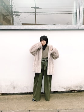 「CLANE（クラネ）のアイテム（その他アウター）」を使った、古茂田 綾乃さん（レディース・158cm）の秋コーディネート