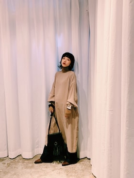 「CLANE（クラネ）のアイテム（ワンピース/ドレス）」を使った、古茂田 綾乃さん（レディース・158cm）の冬コーディネート