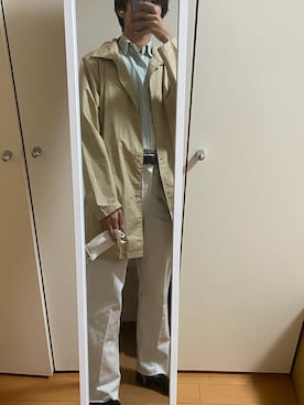 「STUSSY（ステューシー）のアイテム（トレンチコート）」を使った、とある大学生さん（メンズ・178cm）の春コーディネート