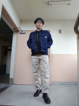 「Carhartt WIP（カーハートダブリューアイピー）のアイテム（デニムジャケット）」を使った、永田 誠さん（メンズ・188cm）の春コーディネート