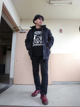 「Carhartt WIP（カーハートダブリューアイピー）のアイテム（ダウンジャケット/コート）」を使った、永田 誠さん（メンズ・187cm）の冬コーディネート