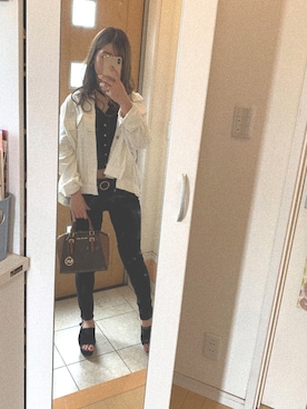 「スキニー」｜「アイテム（ノーカラージャケット）」を使った、❤︎さん（レディース・166cm）の秋コーディネート
