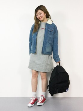 「MILKFED.」｜「アイテム（デニムジャケット）」を使った、MARUNAさん（レディース・163cm）の冬コーディネート