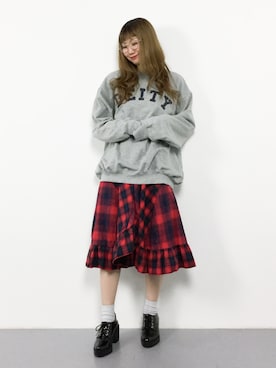 「RAY CASSIN（レイカズン）のアイテム（スウェット）」を使った、MARUNAさん（レディース・163cm）の冬コーディネート