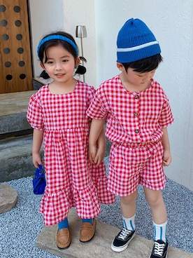 「aimoha（アイモハ）のアイテム（ジャケット/アウター）」を使った、aimoha-kids-さん（キッズ・100cm）の夏コーディネート