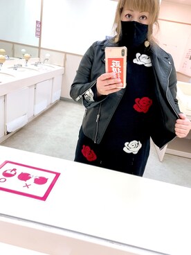 「H&M（エイチ・アンド・エム）のアイテム（ライダースジャケット）」を使った、nackさん（レディース・154cm）の冬コーディネート