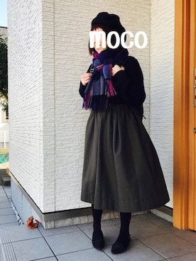 「axes femme（アクシーズファム）のアイテム（ハンチング/ベレー帽）」を使った、mocoさん（レディース・148cm）の冬コーディネート