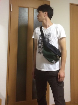 「Levi's（リーバイス）の【PRODISM】Levi's Porter Limited Model-ウエストバッグ/アーミーグリーン（ボディバッグ/ウエストポーチ、グリーン系）」を使った、hihihihihiさん（メンズ・175cm）の夏コーディネート