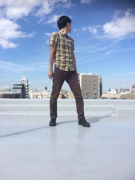 「UNIQLO（ユニクロ）のアイテム（チノパンツ、ブラウン系）」を使った、hihihihihiさん（メンズ・175cm）の秋コーディネート