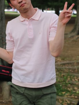 「FRED PERRY（フレッドペリー）のアイテム（ポロシャツ、ピンク系）」を使った、hihihihihiさん（メンズ・175cm）の秋コーディネート