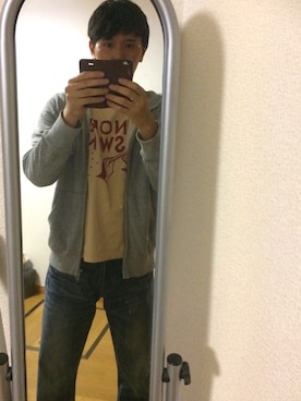 「UNIQLO（ユニクロ）のMEN スウェットフルジップパーカ（長袖）（パーカー、グレー系）」を使った、hihihihihiさん（メンズ・175cm）の秋コーディネート