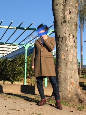 「GLOBAL WORK（グローバルワーク）のアイテム（チェスターコート、その他）」を使った、hihihihihiさん（メンズ・175cm）の冬コーディネート