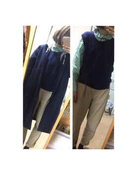 「みどり」｜「アイテム（ノーカラージャケット）」を使った、myumyu*さん（レディース・169cm）の冬コーディネート