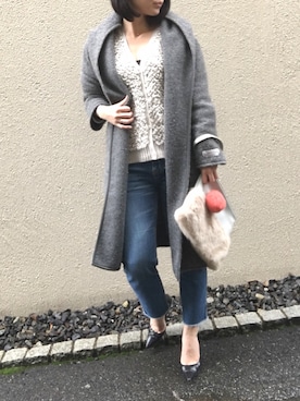 「切りっぱなしデニム」｜「アイテム（その他アウター）」を使った、aikoさん（レディース・158cm）の冬コーディネート