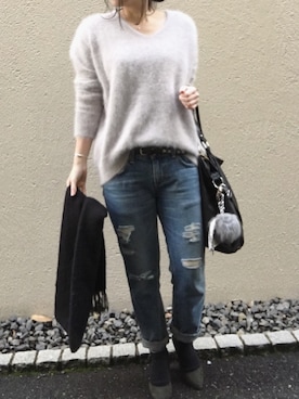 「スタッズベルト」｜「アイテム（パンプス）」を使った、aikoさん（レディース・158cm）の冬コーディネート