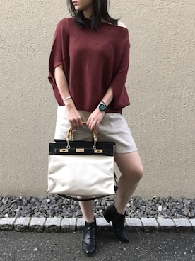 「リネンショートパンツ」｜aikoさん（レディース・158cm）の秋コーディネート