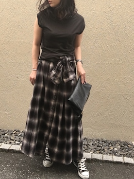「アレンジ」｜「アイテム（シャツワンピース）」を使った、aikoさん（レディース・158cm）の秋コーディネート