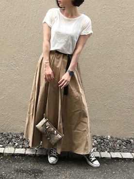 「袖ロールアップ」｜aikoさん（レディース・158cm）の夏コーディネート
