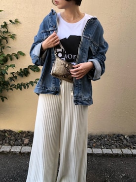 「リメイクデニム」｜「アイテム（ショルダーバッグ）」を使った、aikoさん（レディース・158cm）の秋コーディネート