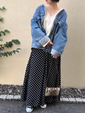「リメイクデニム」｜「アイテム（ショルダーバッグ）」を使った、aikoさん（レディース・158cm）の秋コーディネート