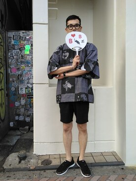 「ボヘミアンズ」｜「アイテム（サンダル）」を使った、Haranoさん（メンズ・180cm）の夏コーディネート