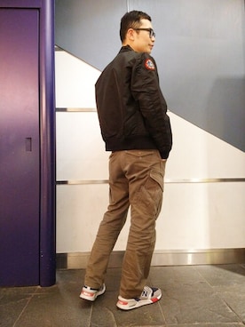 「クリスマス」｜「アイテム（MA-1）」を使った、Haranoさん（メンズ・181cm）の冬コーディネート