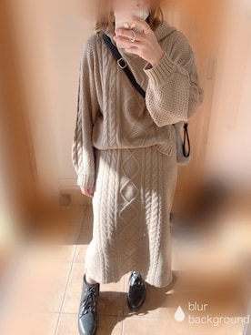 「ニットパーカー」｜「アイテム（セットアップ）」を使った、islandtailさん（レディース・150cm）の冬コーディネート