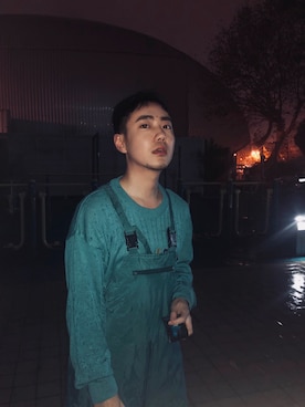 「vintage style」｜「アイテム（オールインワン・サロペット）」を使った、Spoon Neilさん（メンズ・172cm）の秋コーディネート